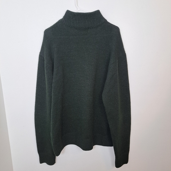 Vintage Green 1/4 Zip Wool Blend Mock Neck Ireland Embroidered Sweater Size 2XL - Picture 2 of 8
